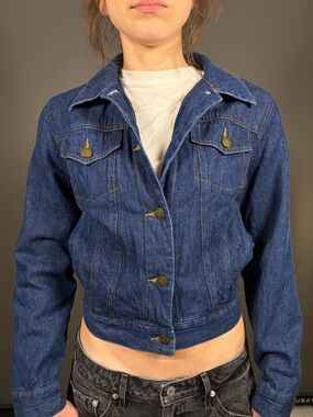 Isaac Mizrahi Dark Blue Denim Jacket with Gold Buttons